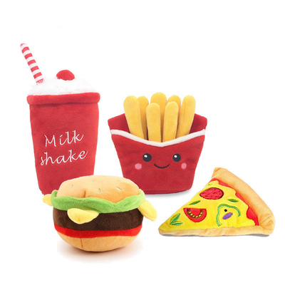 Juguetes rellenos del animal doméstico de la felpa de la comida de Chips Hot Dog Cola Fast para los perros