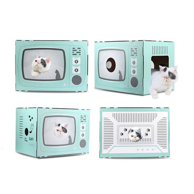 Cat House Scratcher Retro TV forma a Cat Lounge con la cama Scratcher de la cueva de la cartulina acanalada del cojín de rasguño