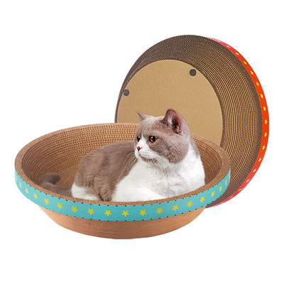 Cartulina redonda durable Cat Bed Bowl Shape Corrugated Cat Scratching Pad 700g