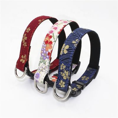Arnés impreso del correo del cuello de Sakura Suede Substrate Puppy Dog fijado con estilo japonés de los anillos en D