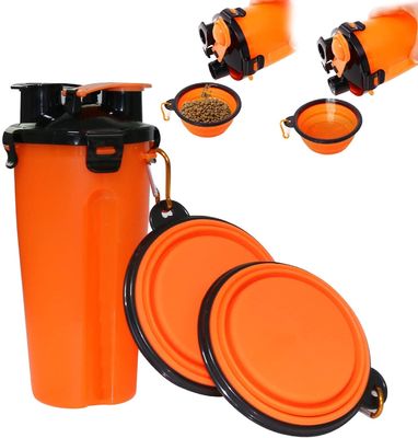 Botella plegable del cuenco del agua del viaje del perro 2 para la botella de agua portátil al aire libre 12oz del animal doméstico