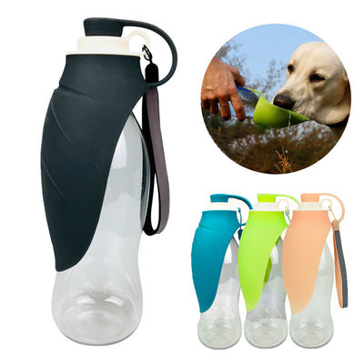 botellas de consumición del silicón de la hoja 580ml del perro del perro plegable de la botella de agua para caminar que viaja