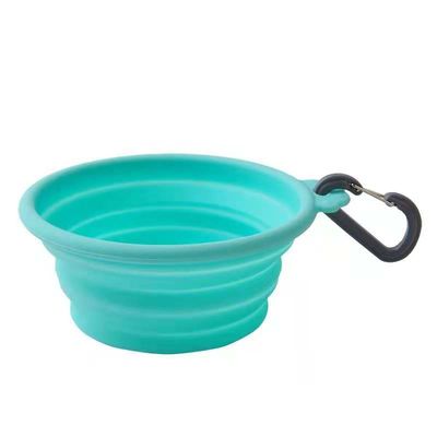 Cuenco plegable al aire libre del agua del perro del silicón del verde del BB para viajar que camina que camina