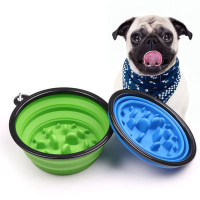 Cuenco plegable del perro grande lento de la alimentación 4 tazas de 35oz BPA del perro del cuenco plegable libre del agua