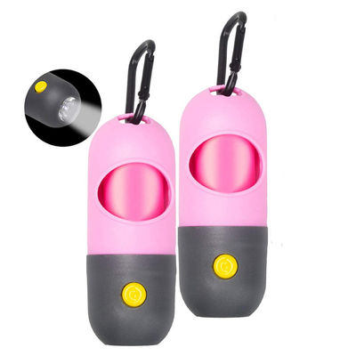 Tenedor PE del dispensador del bolso del impulso del perrito de la linterna de LED con 15 bolsos de la basura de la prueba del escape