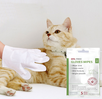 5 PCS no Rinse Pet Cleaning Gloves disponible para las patas y el extremo del oído del cuerpo de la cara