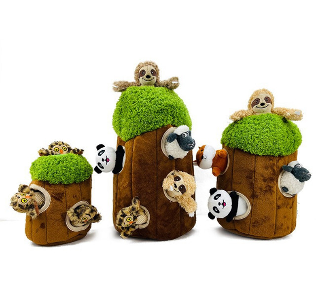 El nuevo animal doméstico del diseño desconcierta la felpa suave chillona mastica el perro Toy Set del escondite