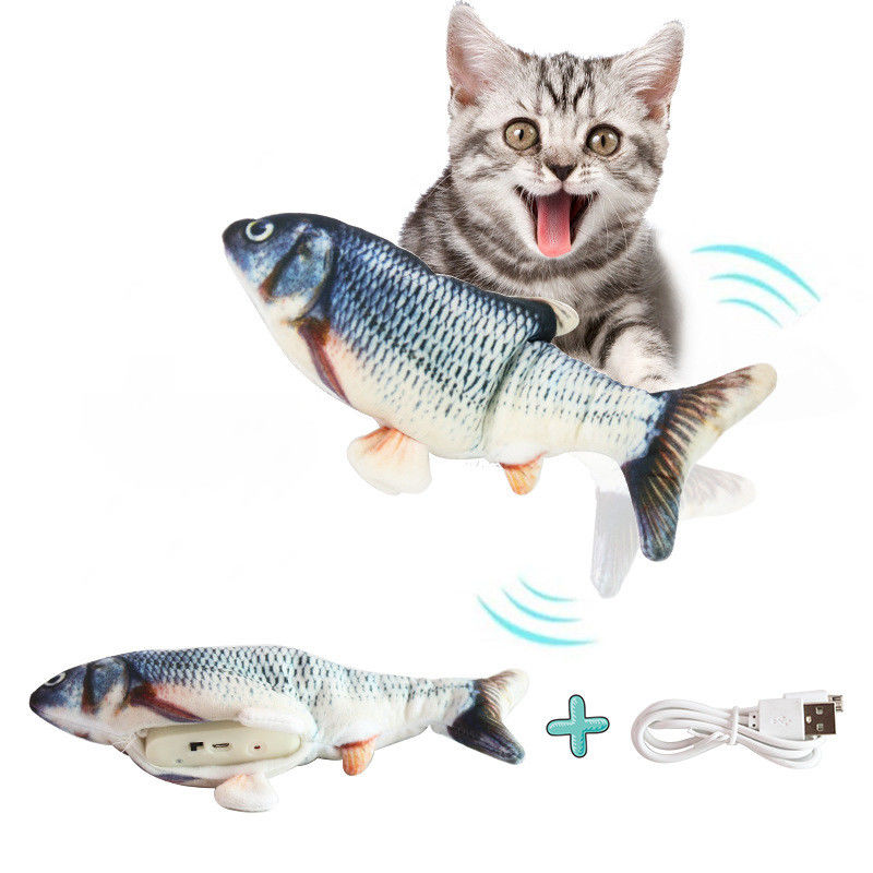 Juguete de Cat Toy Hallupets Self Playing Cat de los pescados de la simulación eléctrica de la carga del USB que se tira