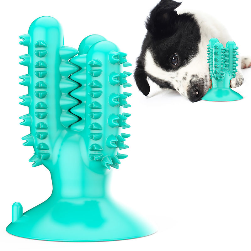 El perro del cactus del silicón TPR del cepillo de dientes del perro mastica los juguetes para los dientes