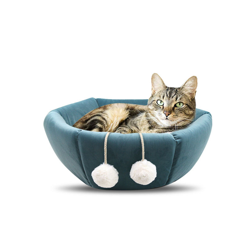 cueva respirable de la cama del perro de la forma redonda 2-in-1 del sueño profundo del gato de la casa del gato de la cama durable plegable del animal doméstico