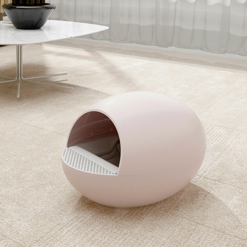 El tipo de poco ruido limpieza de uno mismo Cat Litter Box Toilet Semi del huevo incluyó el desodorante del chapoteo