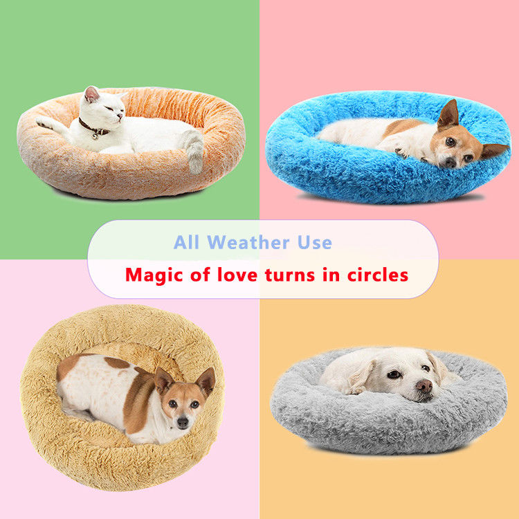 Cama de Cat Bed Faux Fur Dog del buñuelo para la estera de lujo de la cama del animal doméstico de la abrazo del pequeño uno mismo medio de los perros que se calienta