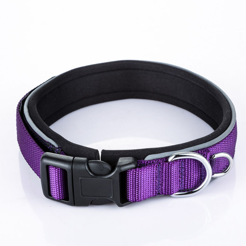 Perro acogedor de para del cuello de la correa de perro del cuello de la cadena del laser del perro de la ventaja de la raya reflexiva de nylon ajustable del animal doméstico