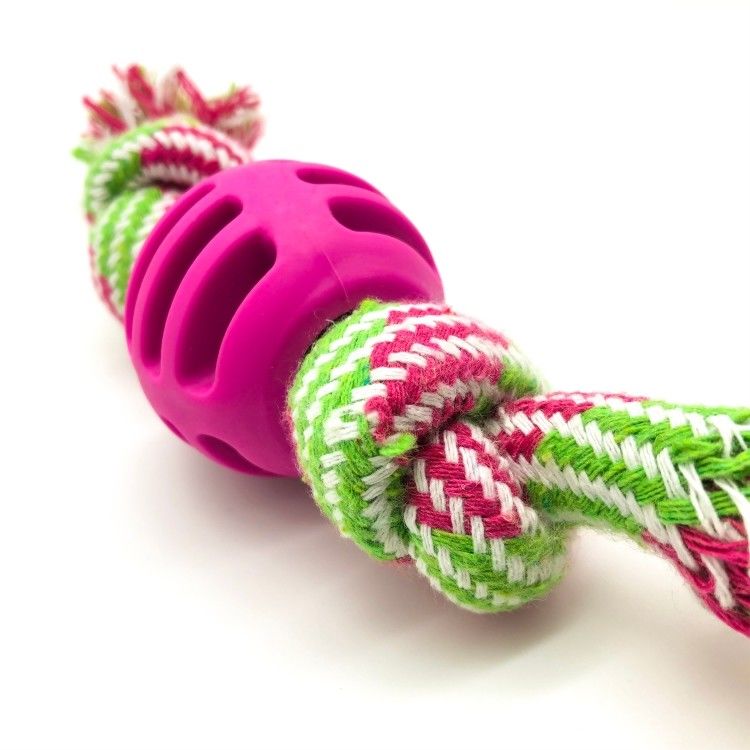 Perro lavable Toy Durable Rope Chew Toys 50g de la bola de la cuerda del algodón doble del nudo