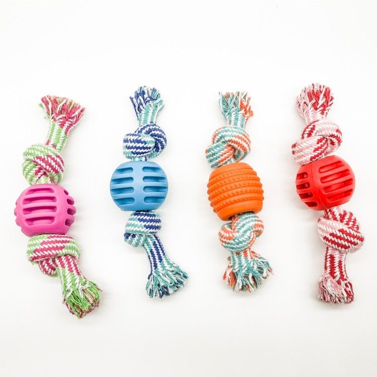 Perro lavable Toy Durable Rope Chew Toys 50g de la bola de la cuerda del algodón doble del nudo