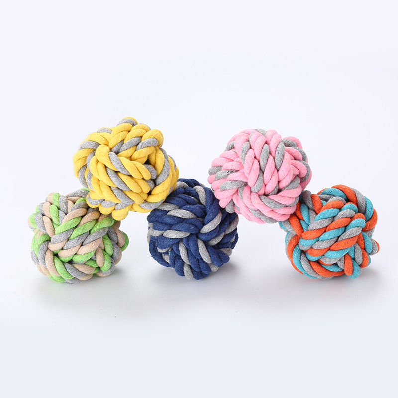 Bola resistente del nudo de Toy Ball Braided Cotton Chew de la cuerda del perro del algodón de la mordedura para la limpieza de los dientes de perro