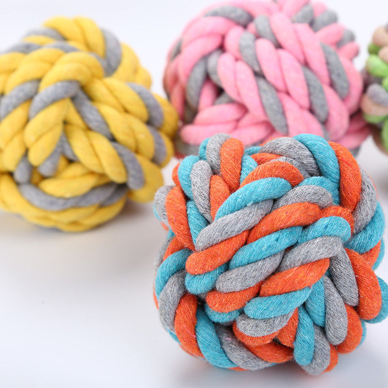 Bola resistente del nudo de Toy Ball Braided Cotton Chew de la cuerda del perro del algodón de la mordedura para la limpieza de los dientes de perro