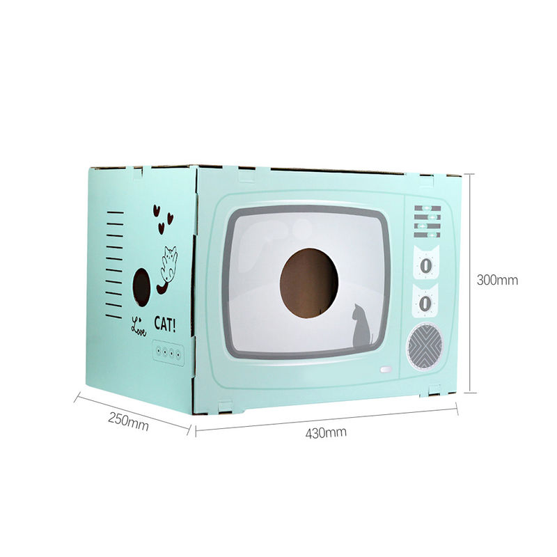 Cat House Scratcher Retro TV forma a Cat Lounge con la cama Scratcher de la cueva de la cartulina acanalada del cojín de rasguño