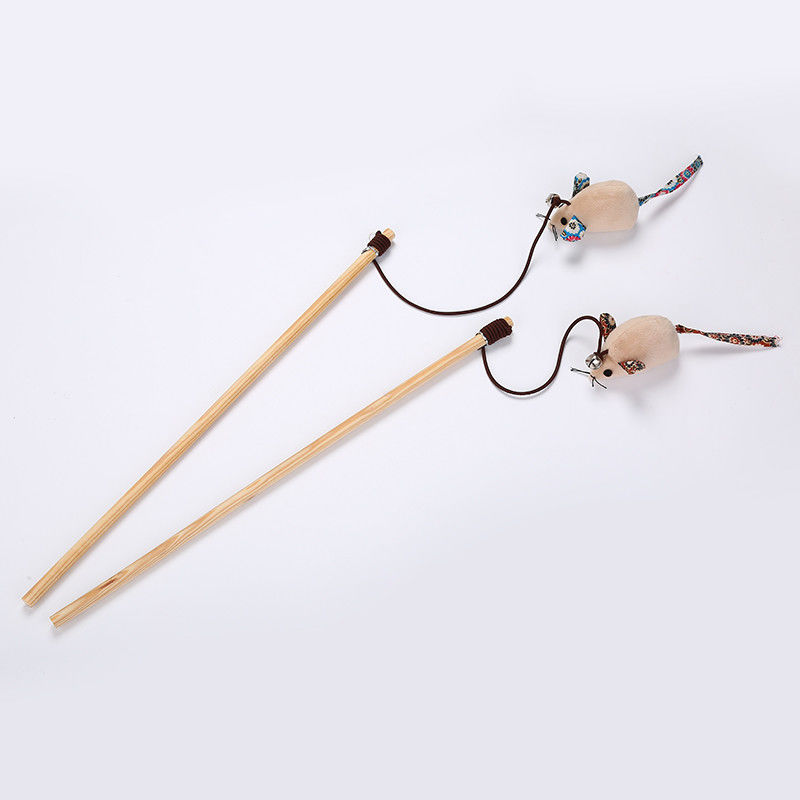 Cat Pet Toys Teaser Stick formada pollo con los juguetes de madera de la pluma para los gatos