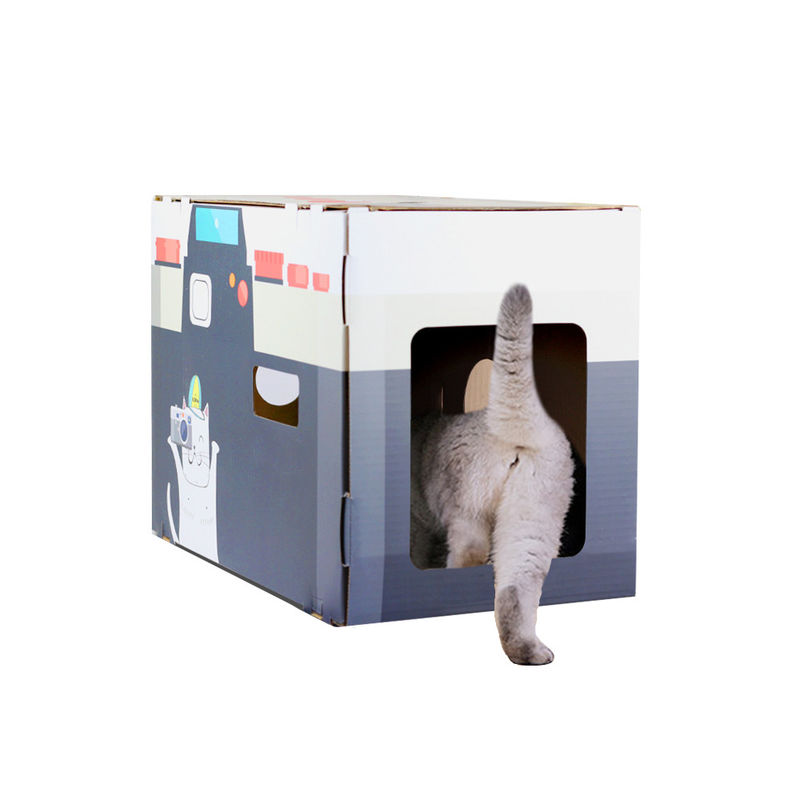 Cat House Scratcher Retro Camera forma a Cat Lounge con la cama Scratcher de la cueva de la cartulina acanalada del cojín de rasguño