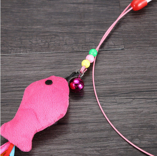 Pluma divertida interactiva Bell del alambre de acero de Cat Teaser Stick Pack With de los pescados