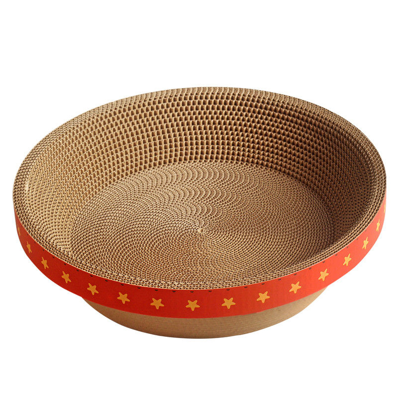 Cartulina redonda durable Cat Bed Bowl Shape Corrugated Cat Scratching Pad 700g