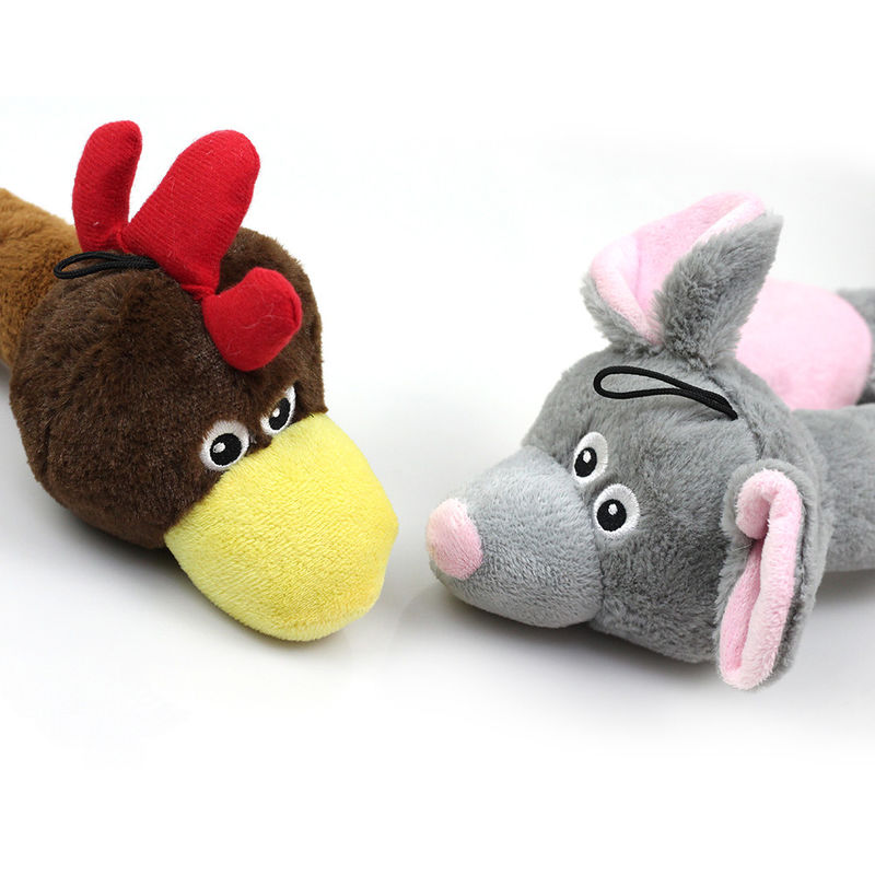 Perros divertidos Toy Squeaky Durable Chew Toys de los gatos de la felpa animal resistente de la forma de la mordedura