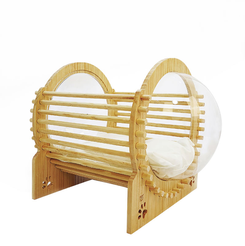 Madera Cat Bed House With Window de la cápsula