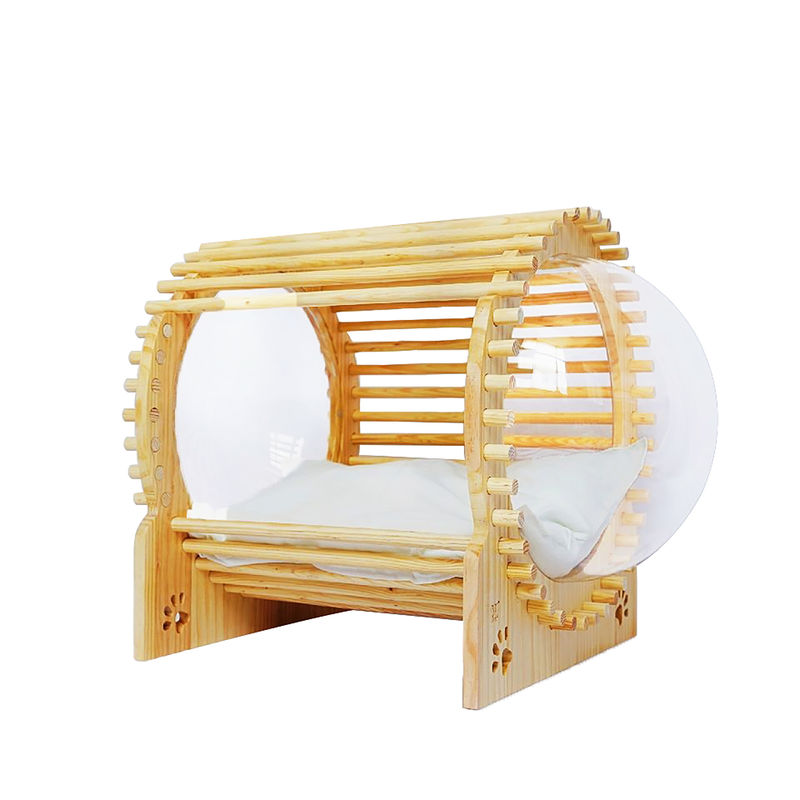 Madera Cat Bed House With Window de la cápsula