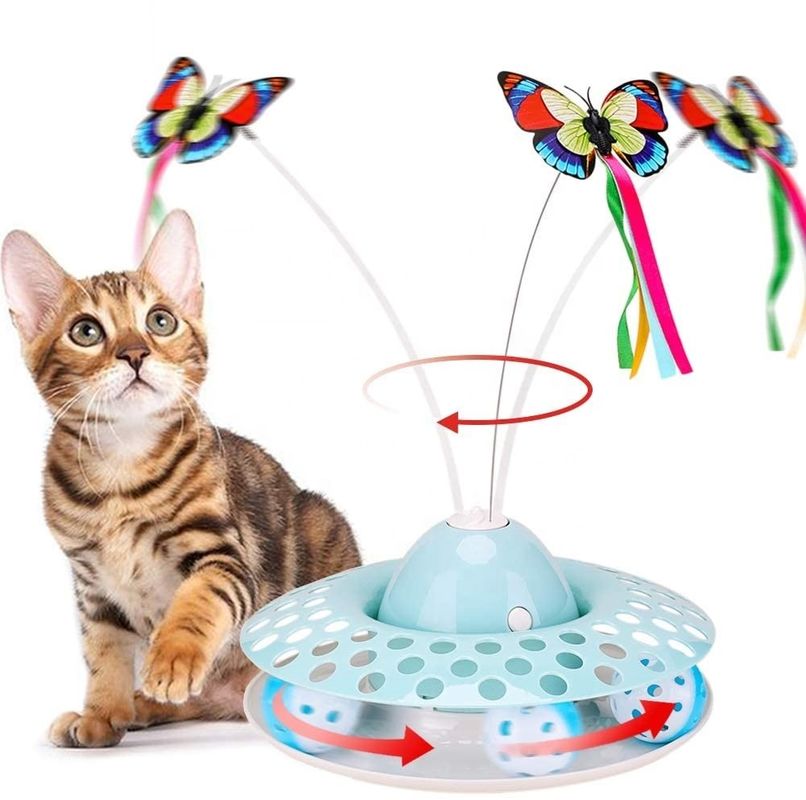 Cat Automatic Teaser y ejercitante interactivos Kitten Toys With Spinning Butterfly