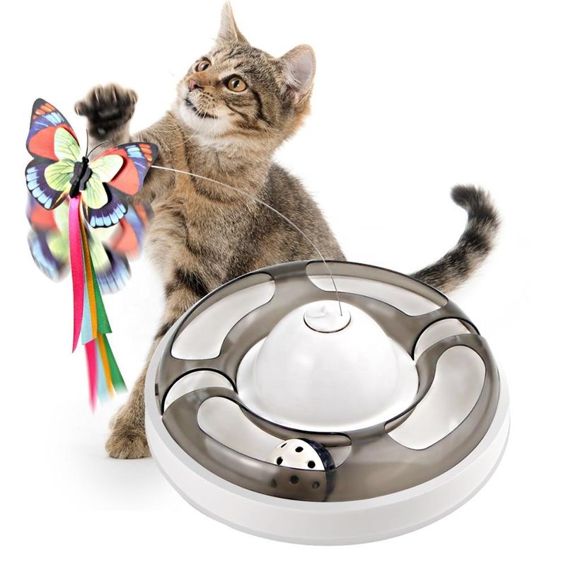Cat Pet Toys With Ball giratoria eléctrica que alivia la mariposa aburrida Cat Toy del uno mismo ey
