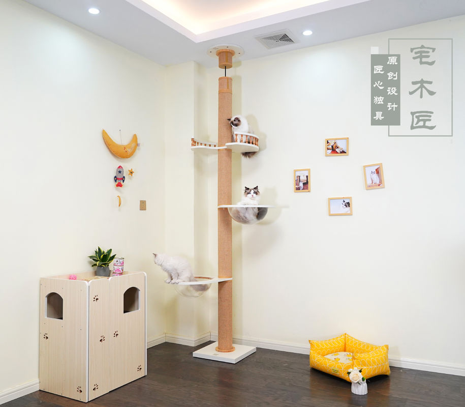Techo de madera grande de Cat Climbing Tree Floor To que juega la casa los 82*40*87cm