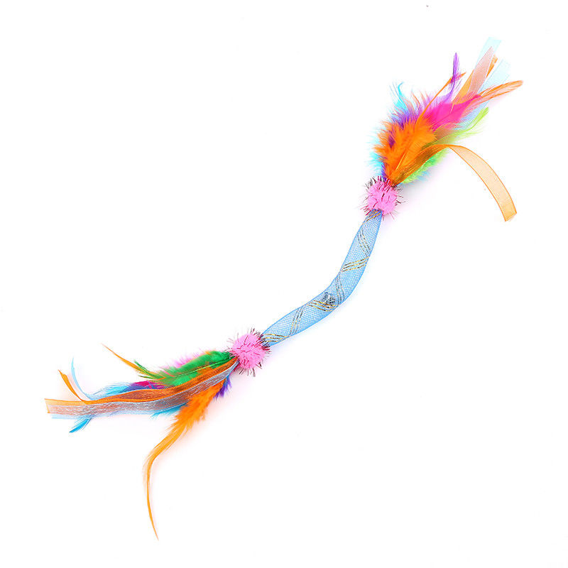 Pluma suave de alta calidad respetuosa del medio ambiente Cat Toy Cat Interactive Feather Toys plástica con Bell