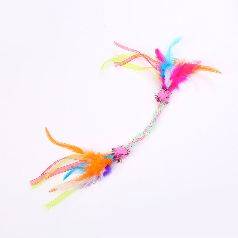 Pluma suave de alta calidad respetuosa del medio ambiente Cat Toy Cat Interactive Feather Toys plástica con Bell