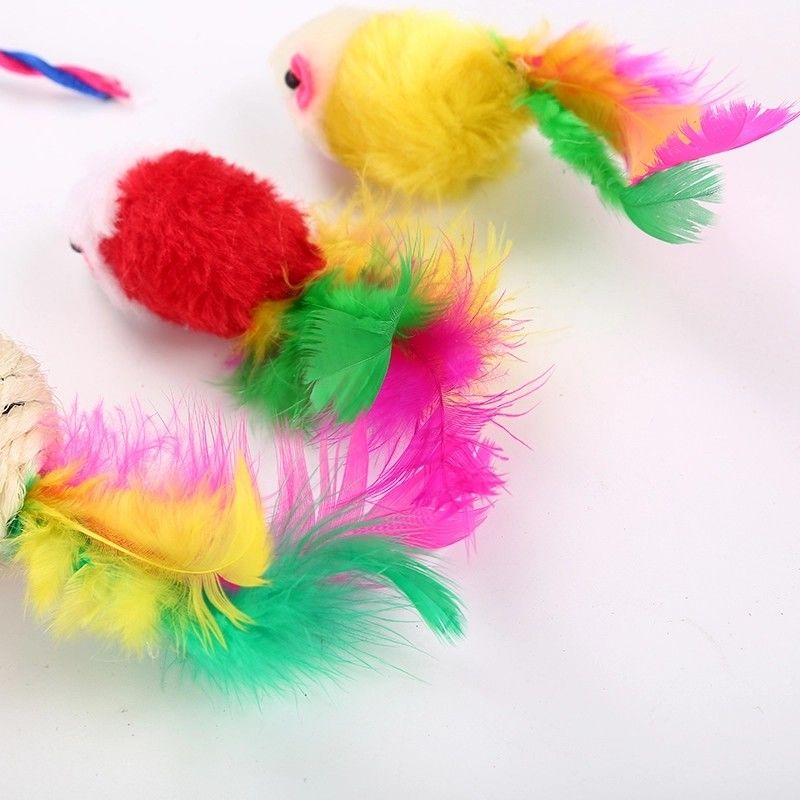 20 bolas de los ratones del ratón de los pescados de Cat Toys Kitten Toys Assorted Cat Tunnel Feather Teaser Wand de las PC y juguetes mullidos de Belces para el gato