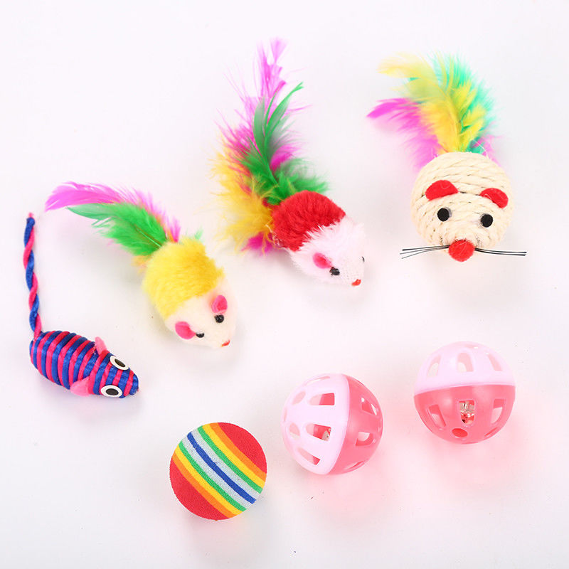 20 bolas de los ratones del ratón de los pescados de Cat Toys Kitten Toys Assorted Cat Tunnel Feather Teaser Wand de las PC y juguetes mullidos de Belces para el gato