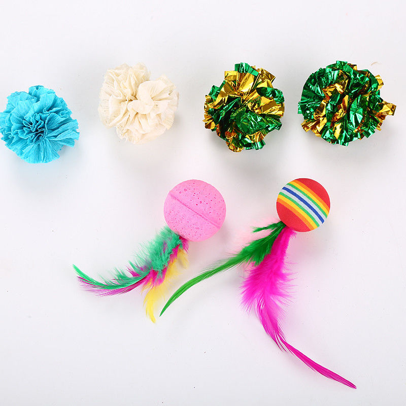 20 bolas de los ratones del ratón de los pescados de Cat Toys Kitten Toys Assorted Cat Tunnel Feather Teaser Wand de las PC y juguetes mullidos de Belces para el gato