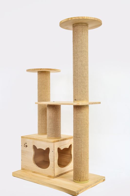 Cama de madera de lujo de la subida del animal doméstico de las escaleras del OEM y del ODM Cat Climbing Tree Furniture Safety