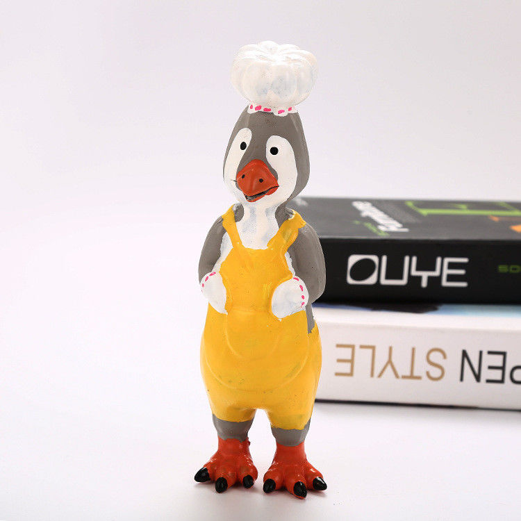 El perrito de goma interactivo del pollo chillón del látex mastica los juguetes 70g 24X6X6 cm