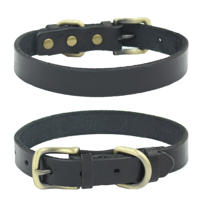 Animal doméstico de cuero de cuero auténtico personalizado Cat Collar de la moda ajustable del cuello de perro de los cuellos del animal doméstico