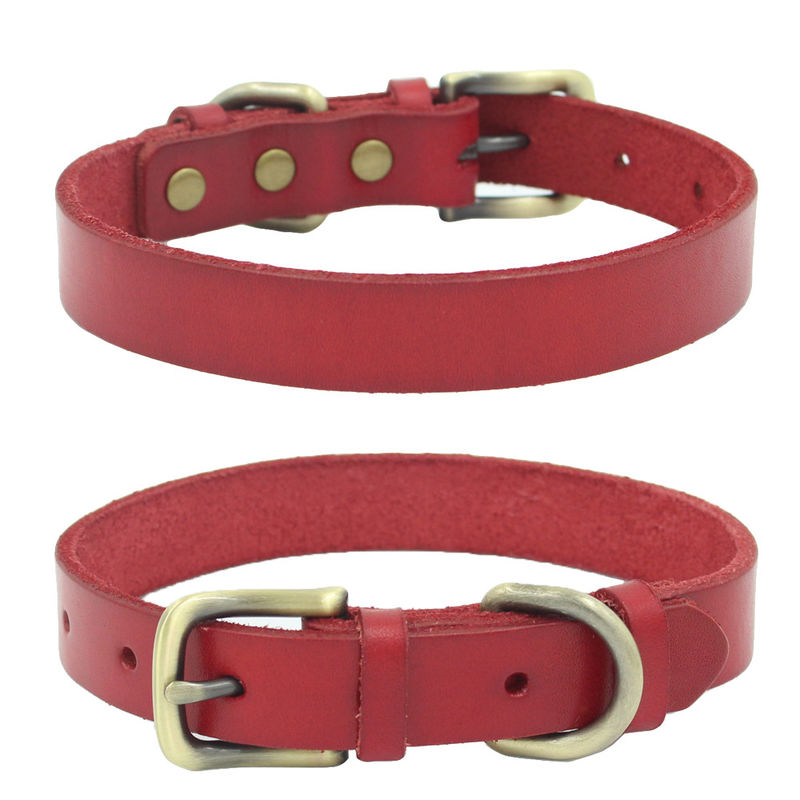 Animal doméstico de cuero de cuero auténtico personalizado Cat Collar de la moda ajustable del cuello de perro de los cuellos del animal doméstico