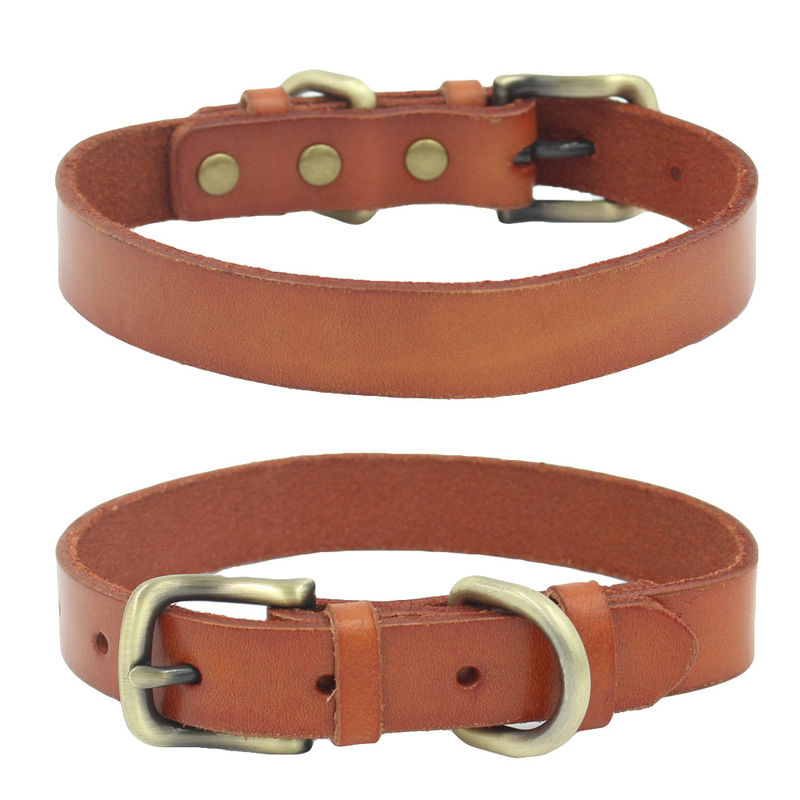 Animal doméstico de cuero de cuero auténtico personalizado Cat Collar de la moda ajustable del cuello de perro de los cuellos del animal doméstico