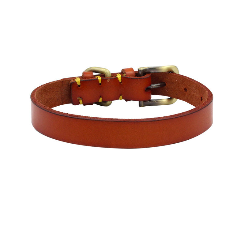 El hardware de costura hecho a mano del cobre del cuello del entrenamiento del perro primero acoda el cuello de perro del cuero del cuello del zurriago
