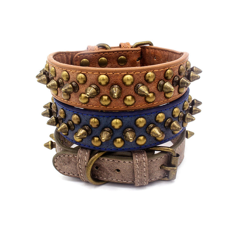 Cuello de perro masculino personalizado profesional de Sofa Leather de la PU del Gentility durable sólido retro del remache