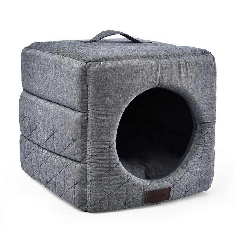3 en 1 cama plegable Grey Cat Bed House del animal doméstico de Cat Cave Dir Resistant Comfortable