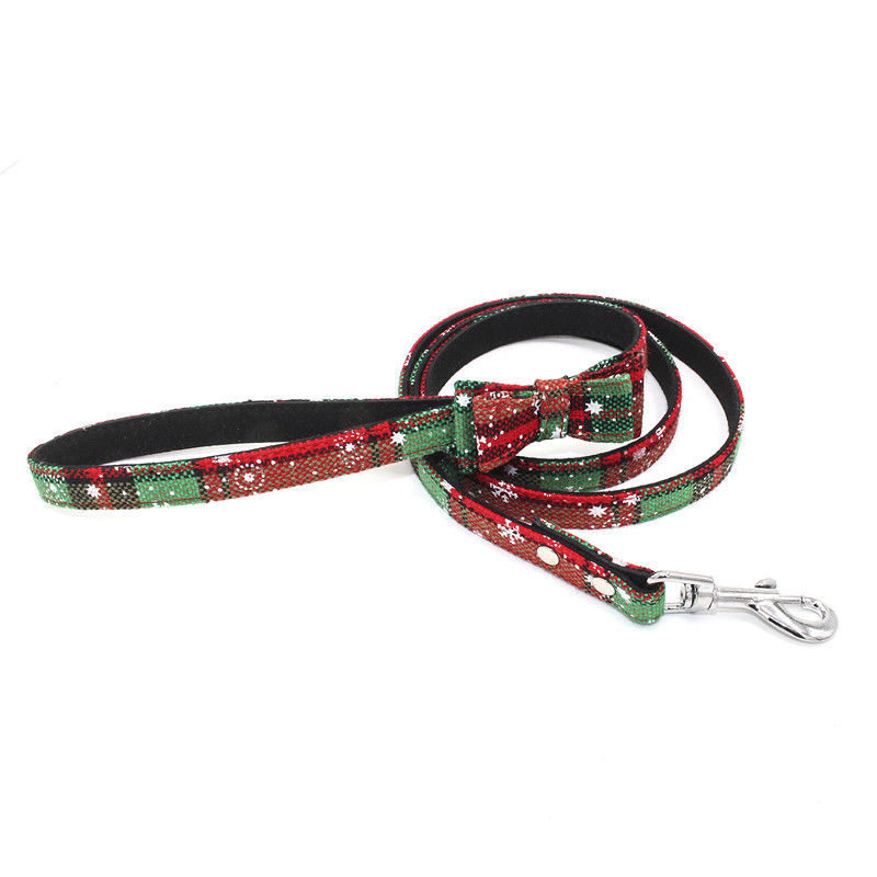 Sistema popular del cuello de la correa de perro de la cuerda del arnés de la corbata de lazo de la Navidad de la venta caliente