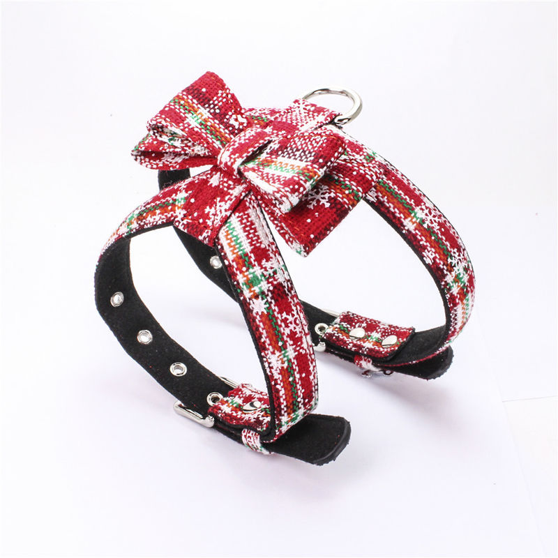 Sistema popular del cuello de la correa de perro de la cuerda del arnés de la corbata de lazo de la Navidad de la venta caliente