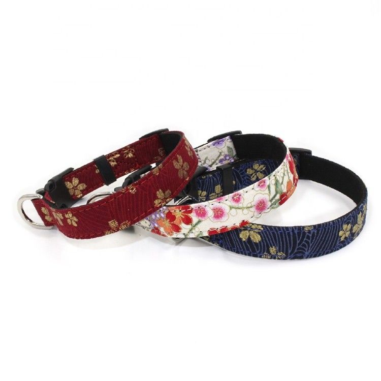 Arnés impreso del correo del cuello de Sakura Suede Substrate Puppy Dog fijado con estilo japonés de los anillos en D
