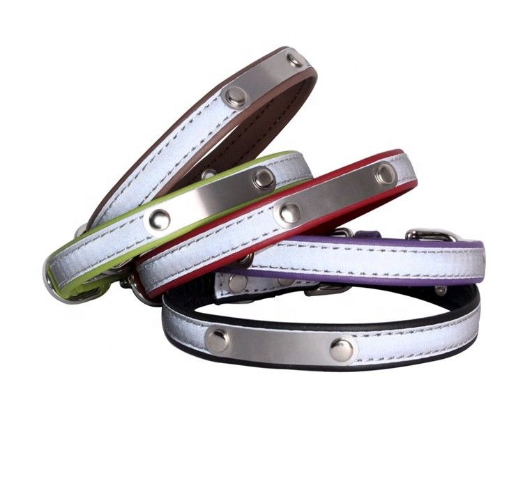 Cuello de perro reflexivo, correo de cuero suave del animal doméstico de la Doble-capa, Cat Dog Collar Leash Set