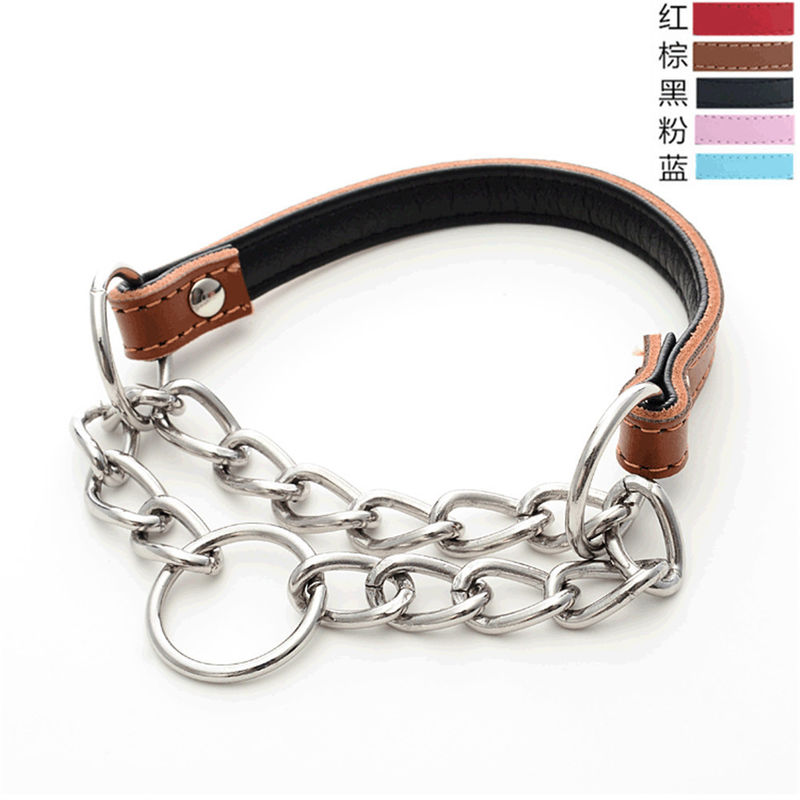 Los pequeños perros grandes populares personalizados cubren el cuello de perro con cuero del collar de la cadena del cuello